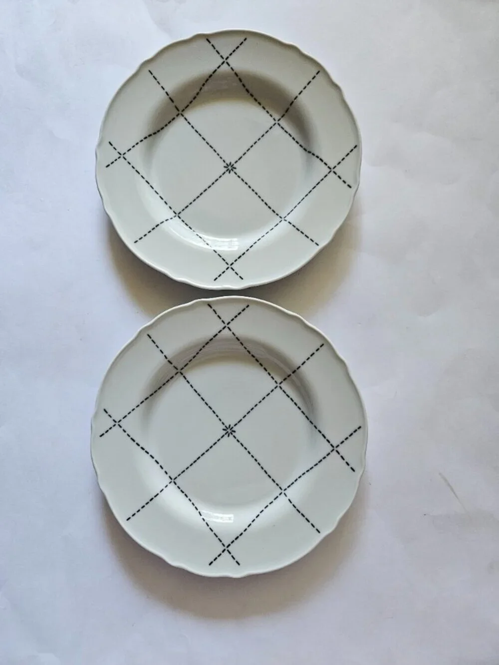 Set of 2 UPPLAGA Feldspar Porcelain Side Plates, Patterned/White, 9 
